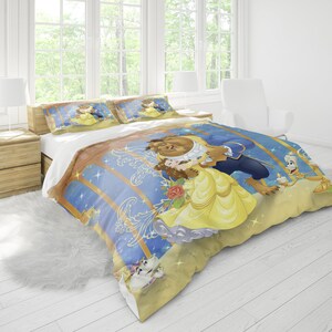 Beauty And The Beast, Personalized Bedding Three Piece Set, Custom Duvet Cover And Pillowcase, Bedroom Decoration, Creative Gifts image 3