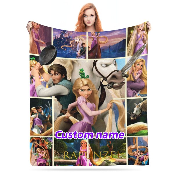 Couverture personnalisée Disney Rapunzel Couverture photo personnalisée pour canapé Couverture de Noël pour adultes Couverture de baby shower pour adulte, cadeau toute l'année