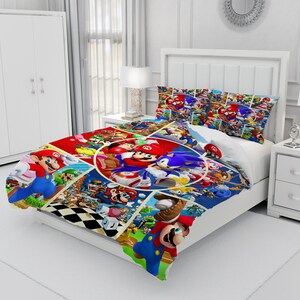 Mario,Personalized Bedding Three Piece Set, Custom Duvet Cover And Pillowcase, Bedroom Decoration, Creative Gifts