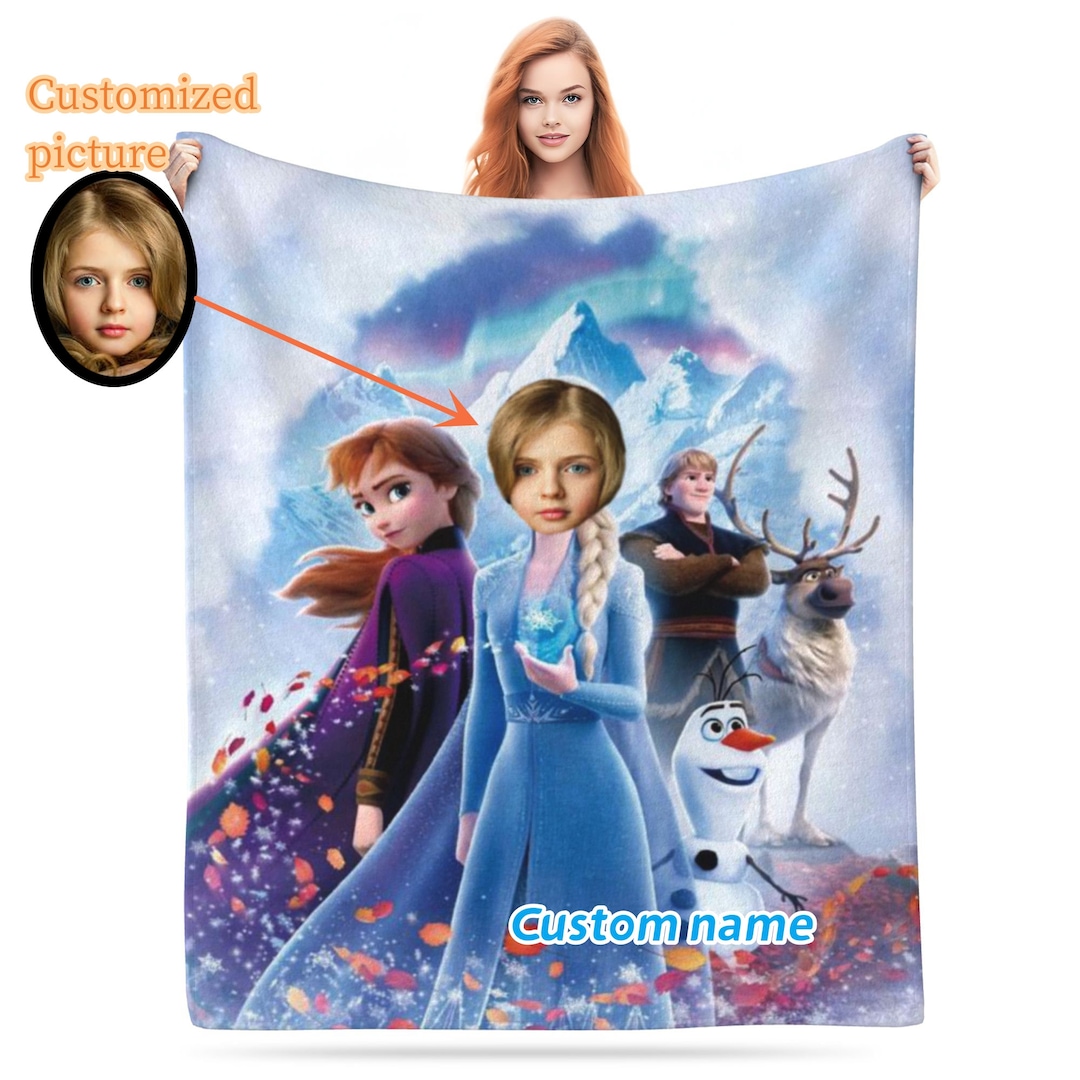 Personalized Frozen Blanket Custom Photo Sofa Blanket Christmas Bediing