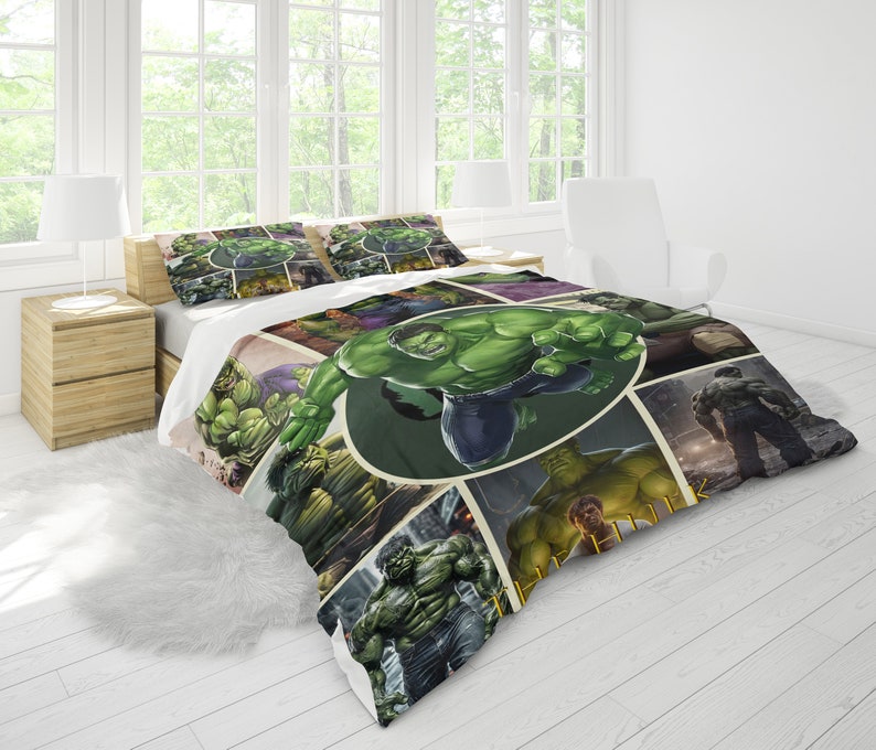 The Hulk, Personalized Bedding Three Piece Set, Custom Duvet Cover And Pillowcase, Bedroom Decoration, Creative Gifts image 2