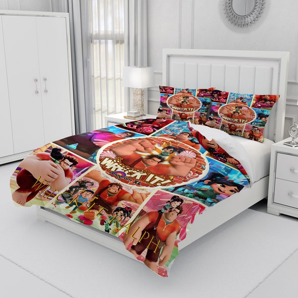 Wreck-it Ralph, Personalized Bedding Three Piece Set, Custom Duvet Cover And Pillowcase, Bedroom Decoration, Creative Gifts