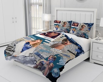 Taylor Swift, juego de cama personalizado de tres piezas, funda nórdica y funda de almohada personalizadas, decoración de dormitorio, regalos creativos