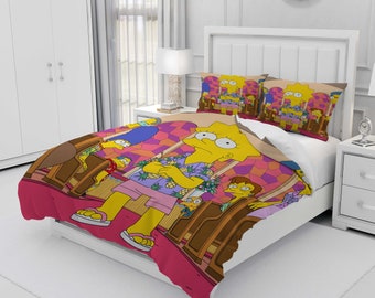 THE SIMPSONS, Personalized Bedding Three Piece Set, Custom Duvet Cover And Pillowcase, Bedroom Decoration, Creative Gifts