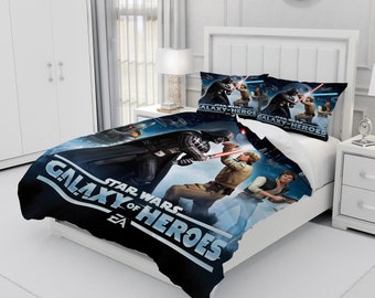 Star Wars, parure de lit personnalisée trois pièces, housse de couette et taie d'oreiller personnalisées, décoration de chambre à coucher, cadeaux créatifs