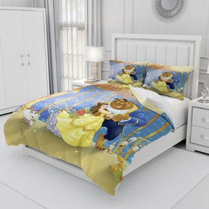 Beauty And The Beast, Personalized Bedding Three Piece Set, Custom Duvet Cover And Pillowcase, Bedroom Decoration, Creative Gifts image 1