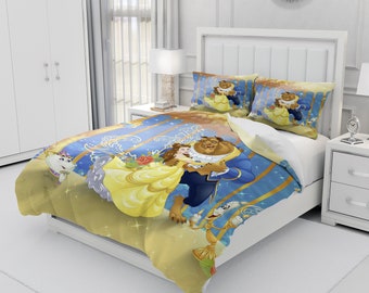 Beauty And The Beast, Personalized Bedding Three Piece Set, Custom Duvet Cover And Pillowcase, Bedroom Decoration, Creative Gifts