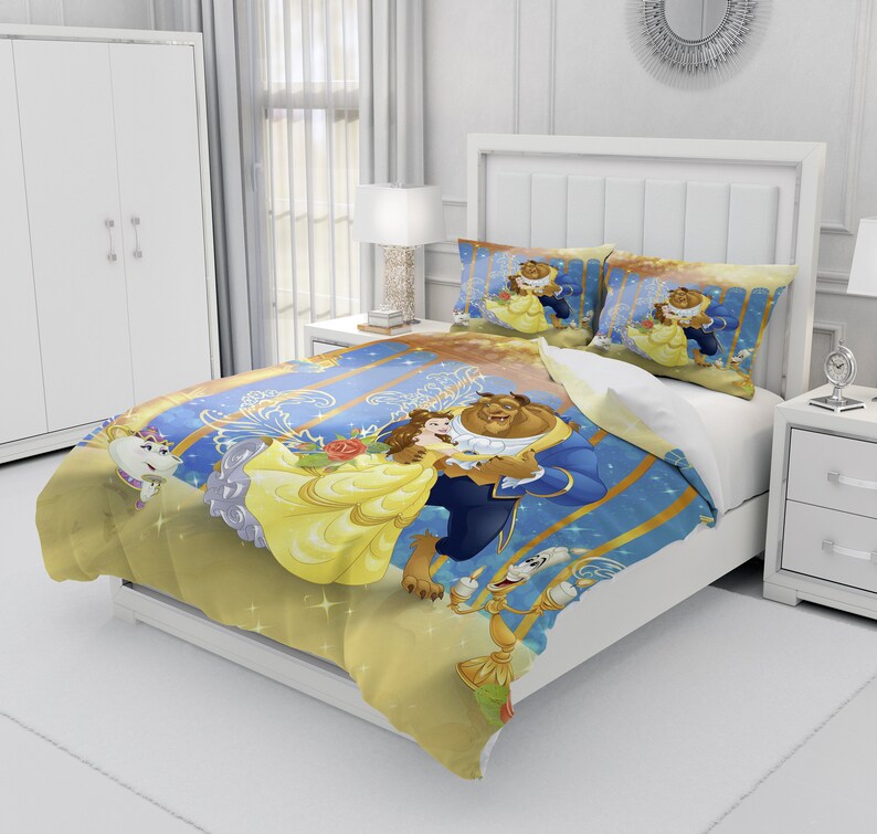 Beauty And The Beast, Personalized Bedding Three Piece Set, Custom Duvet Cover And Pillowcase, Bedroom Decoration, Creative Gifts image 1