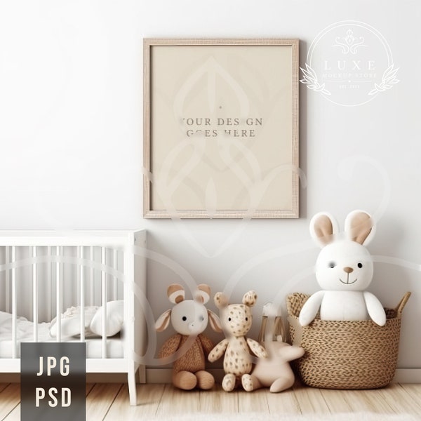 Nursery Mockup Frame, Neutral Home Interior Frame Mockup, PSD JPG Wall Print Mockup, Poster Mockup, Empty Frame Mockup, Digital Mockup