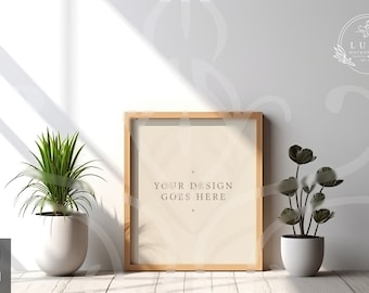 Wood Frame Mockup, Minimalist Frame Mockup, Artwork Frame Mockup, PSD JPG Poster Print Mockup, Empty Frame Mockup, Digital Mockup