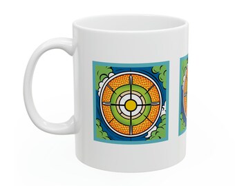 Taza de café estilo cómic 2: Diseño arquitectónico, fabricada en EE. UU.
