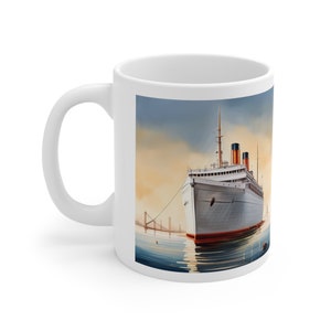 Ocean Liner Coffee Mug: Nostalgic Cruise Ship Art