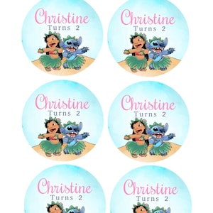 12 lilo and  stitch Personalised Cupcake Toppers