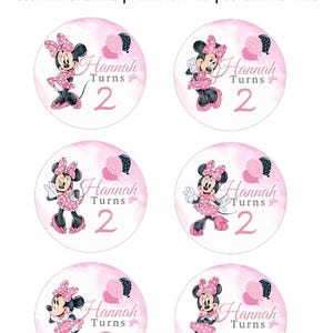 12 Minnie Mouse  Personalised Cupcake Toppers minnie mouse