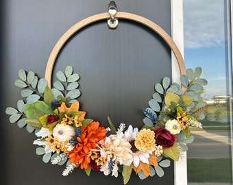 Sunflower Pumpkin Fall Wreath: Autumn Door Decor