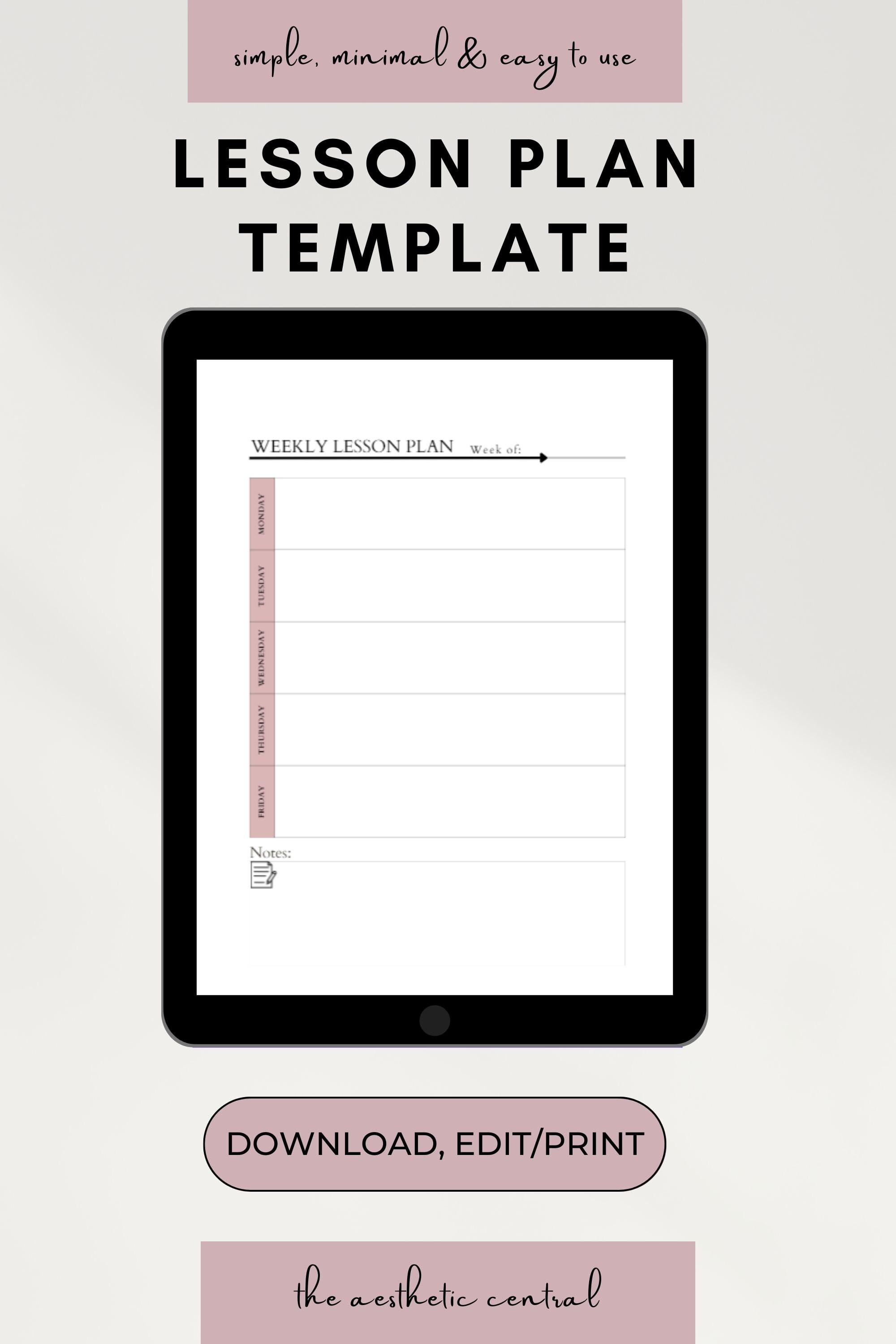 Weekly Lesson Plan Template, Template for Educators, Homeschool Planner ...