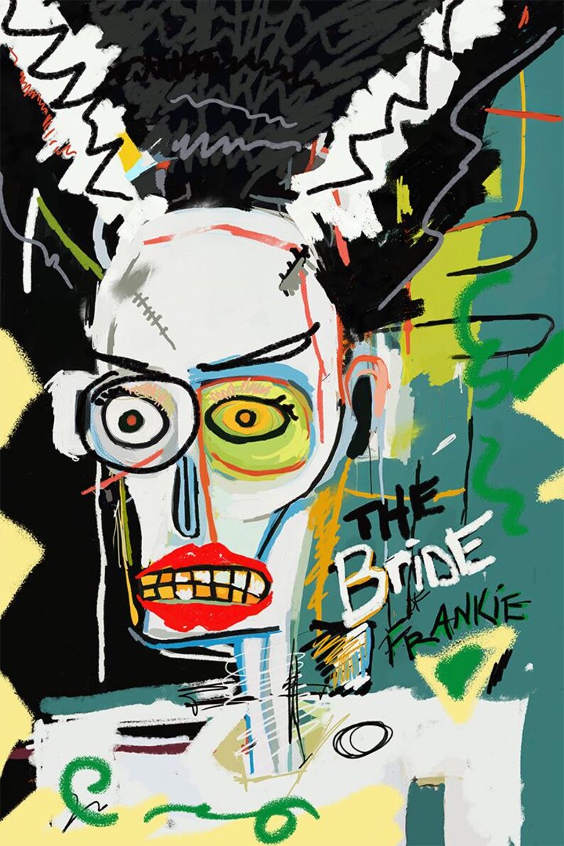 Bride of Frankenstein Abstract Art Print Horror Poster – Graffiti Pop ...