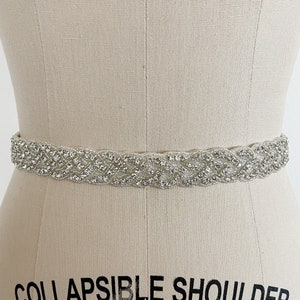 Bridal rhinestone sash, Satin rhinestone dress sash, Rhinestone belt, Bridal accessory, Rhinestone applique, Wedding dress belt, Belt