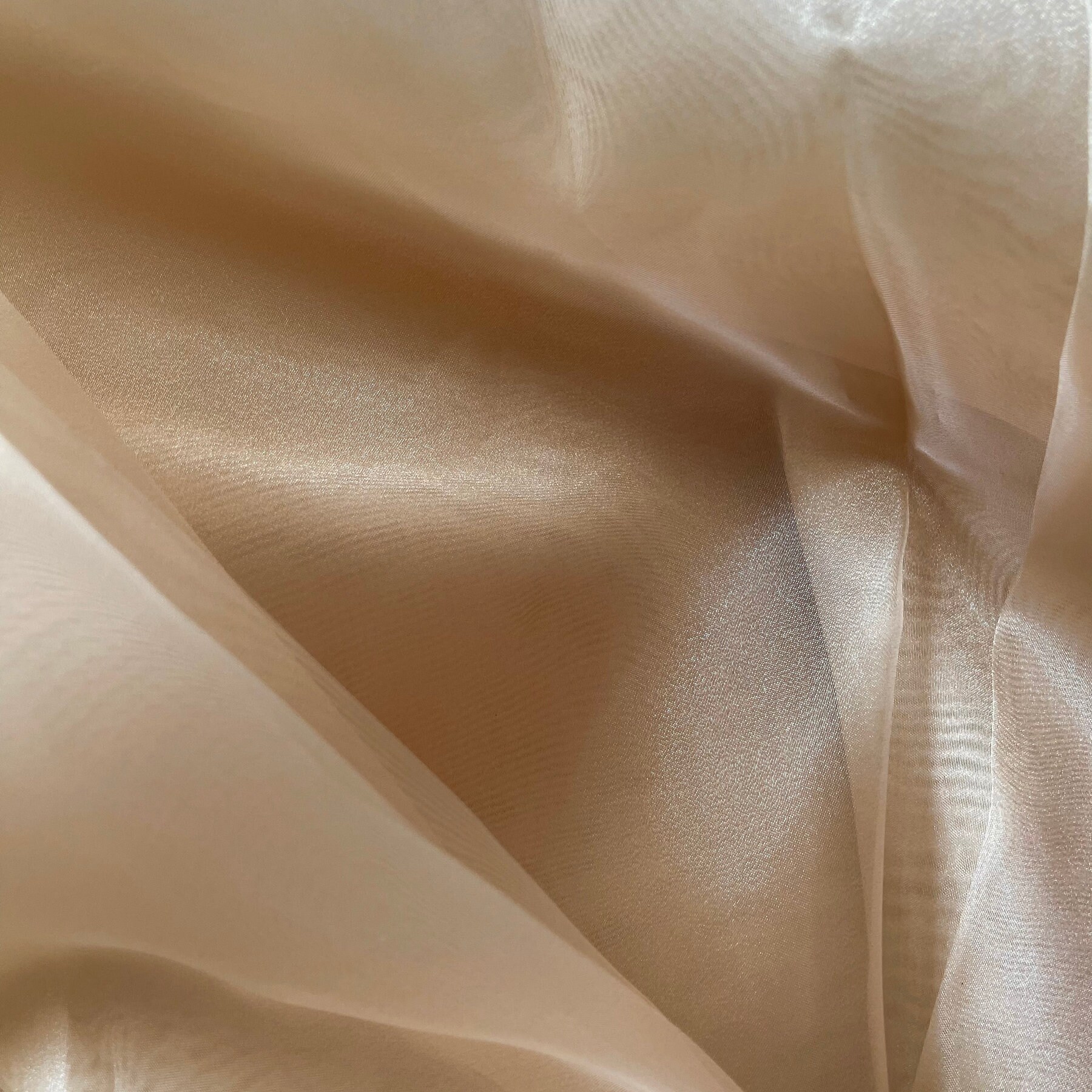 Champagne Crystal Organza Fabric by the Yard, Light Gold Sheer Organza ...