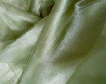 Olive Green Crystal Organza Fabric by the yard, Olive Sheer Organza Fabric for Fashion, Crafts and Decorations, Olive decor fabric