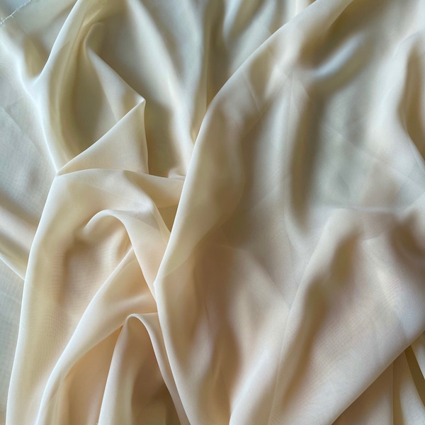 Pale Yellow Chiffon Fabric by yard See through Sheer Yellow Fabric, Light Weight Yellow Chiffon Bridal Fabric, Yellow Fabric for Draping