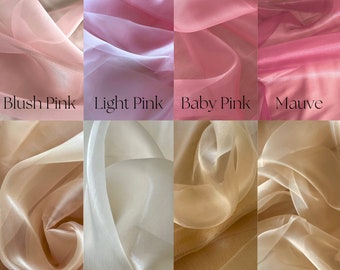 Sheer Crystal Organza Fabric by the yard, Pastel Colors Solid Sheer Organza Fabric for Fashion, Crafts and Event Decor