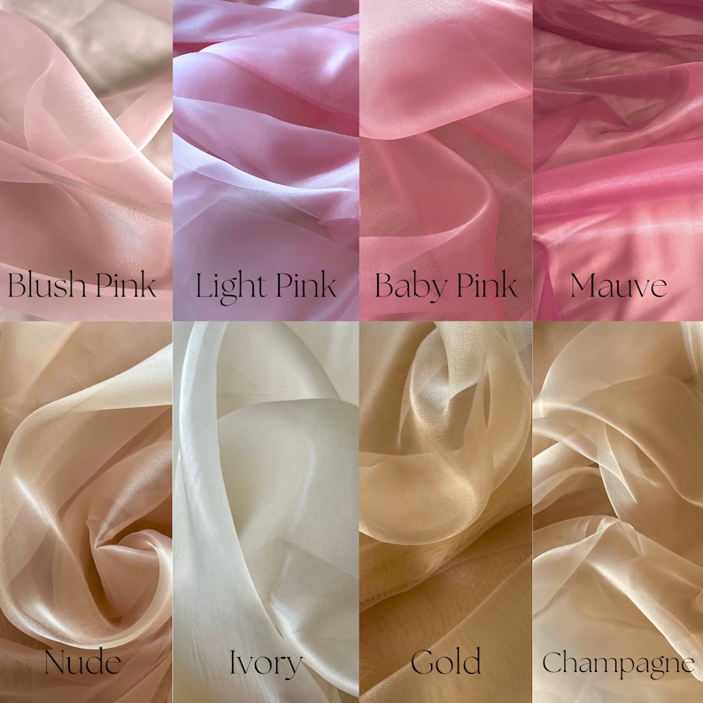 Sheer Crystal Organza Fabric by the Yard, Pastel Colors Solid Sheer ...