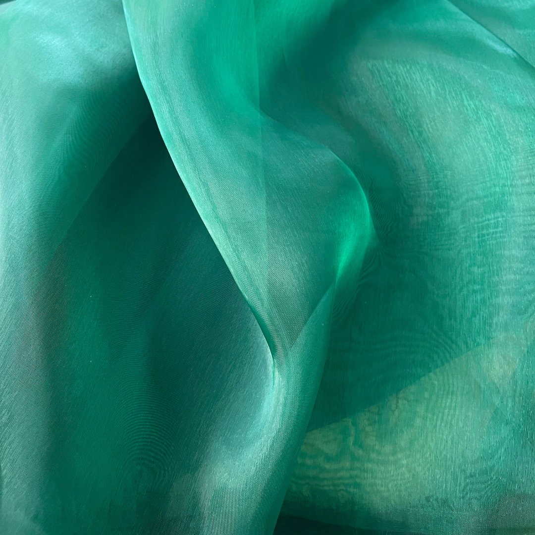Green Spruce Metallic Organza Fabric
