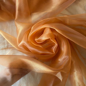 Orange Crystal Organza by the Yard, Sheer Orange Fabric, See through Burnt Orange Fabric for Dress, Fabric for Curtains, Table runner image 3