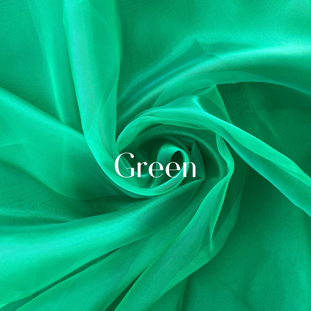 Pine Green Metallic Organza Fabric main image 1