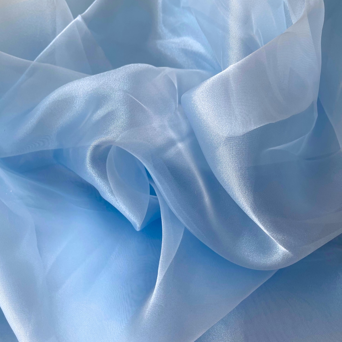 Baby Blue Crystal Organza Fabric by the Yard, Light Blue Sheer Organza ...