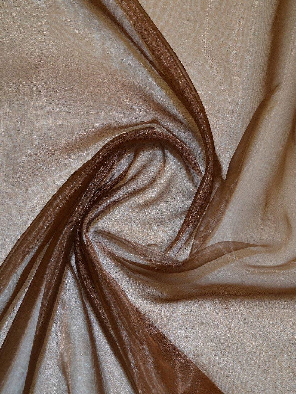 Brown Crystal Organza Fabric by the Yard,see Trough Lightweight Brown ...