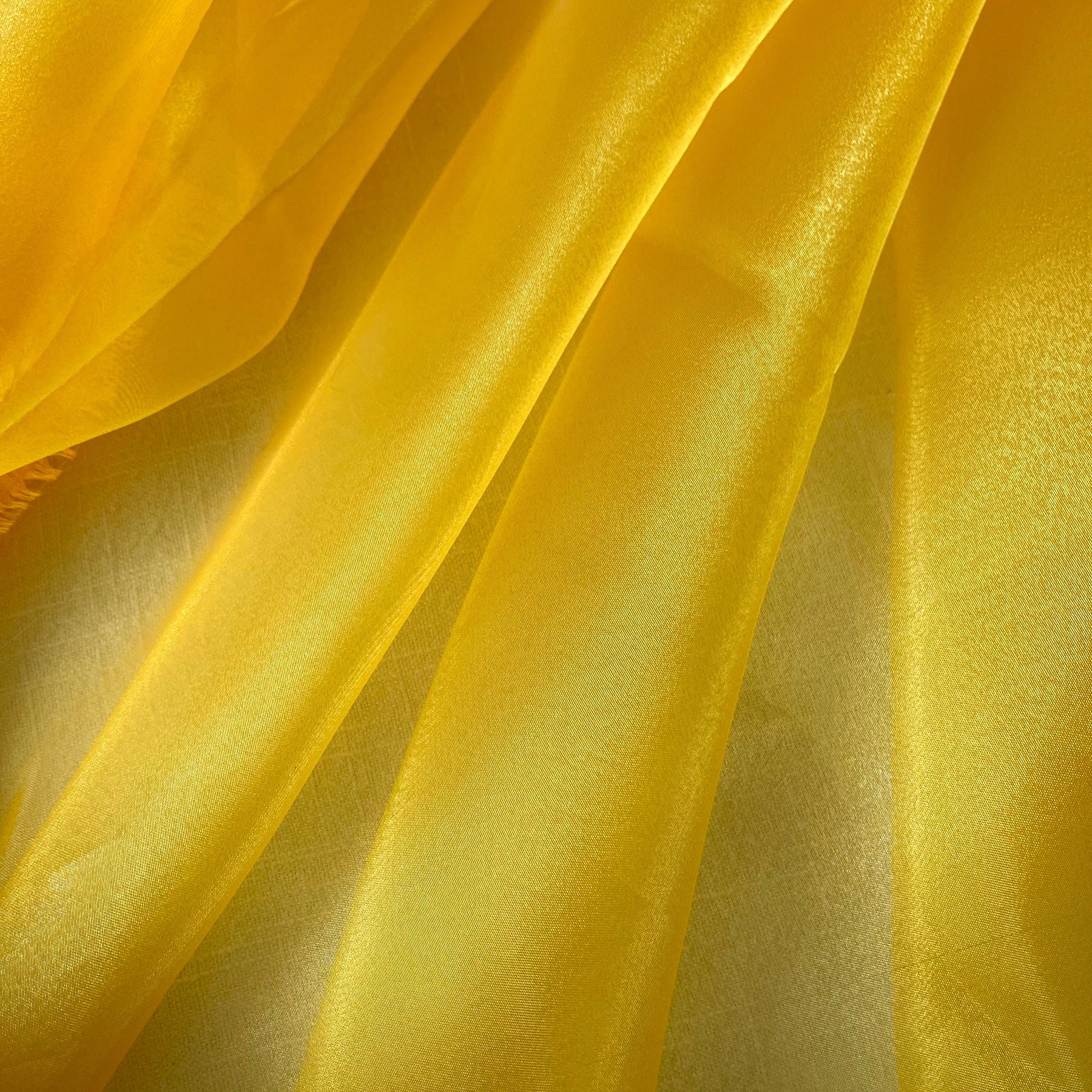 NEW Princess Ghost Silk Poly Organza Fabric Electric Yellow and Green  Iridescence