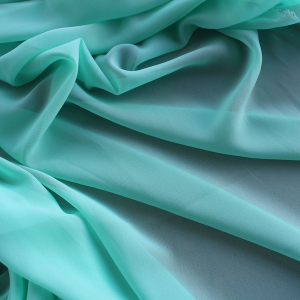 Mint Chiffon Fabric by Yard Sheer Green Material, Light Green Chiffon See through Bridal Green Fabric  for Gowns, Draping Fabric