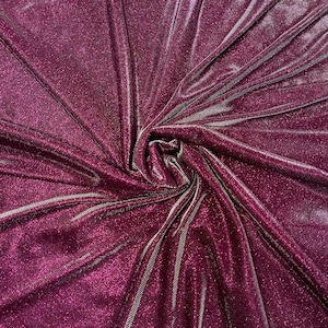 Burgundy Metallic Lurex Glitter Fabric, Knit Shimmer Fabric for Gown, Fuchsia Glitter Lurex Fabric for Backdrop, Party Wear, Decor