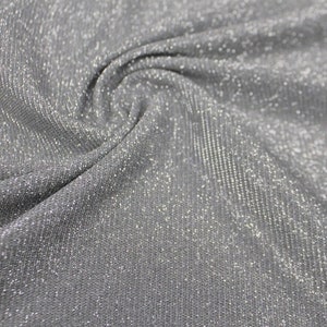 Silver Metallic Stretch Lurex Glitter Fabric, Shimmer Fabric for Apparel, Green Fabric, Silver Lurex Glitter Fabric for Christmas Decor