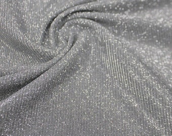 Silver Metallic Stretch Lurex Glitter Fabric, Shimmer Fabric for Apparel, Green Fabric, Silver Lurex Glitter Fabric for Christmas Decor