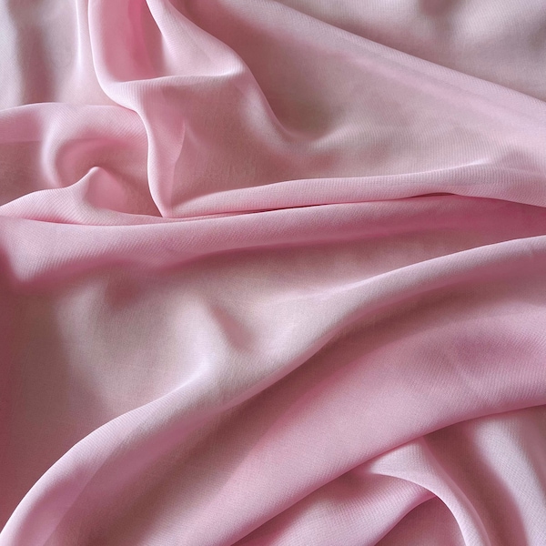 Baby Pink Chiffon Fabric Pink See through Fabric for Scarf, Gown, Dress, Airy Fabric, Soft Pink Material, Best Quality Chiffon Half Yard