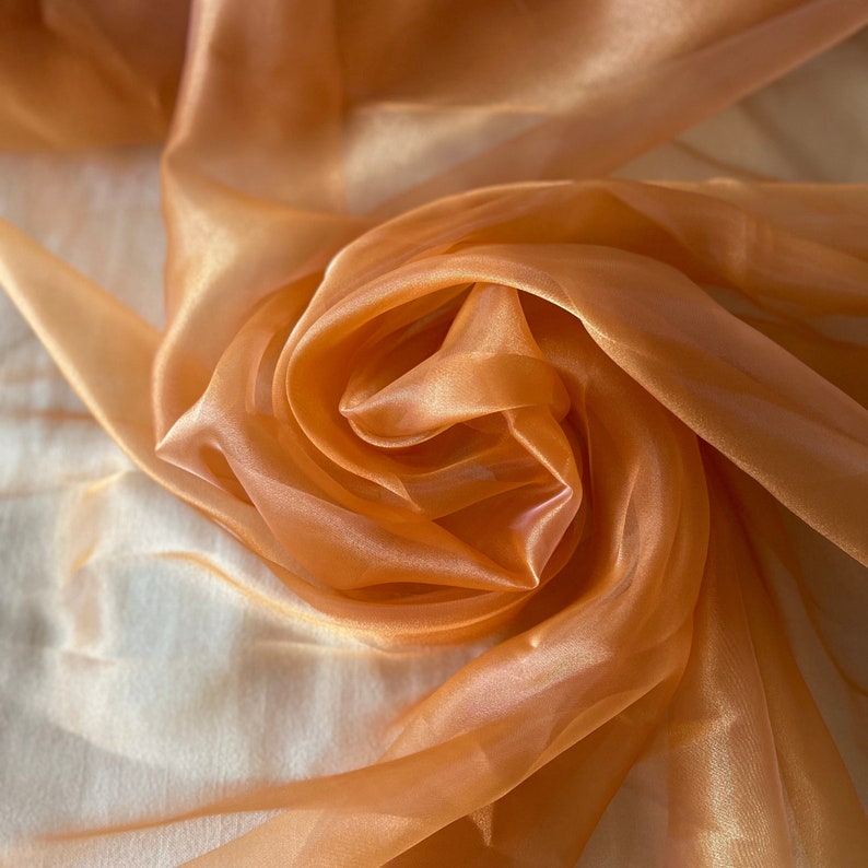 Orange Crystal Organza by the Yard, Sheer Orange Fabric, See through Burnt Orange Fabric for Dress, Fabric for Curtains, Table runner image 4