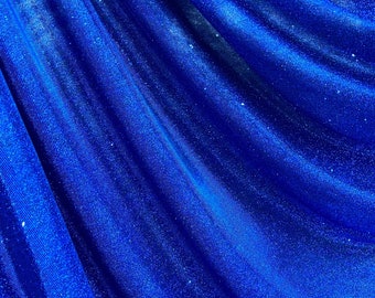Royal Blue Stretch Lurex Glitter Fabric, Shimmer Fabric for Gown, Blue Stretch Glitter Lurex Fabric for Backdrop, Decor, Apparel