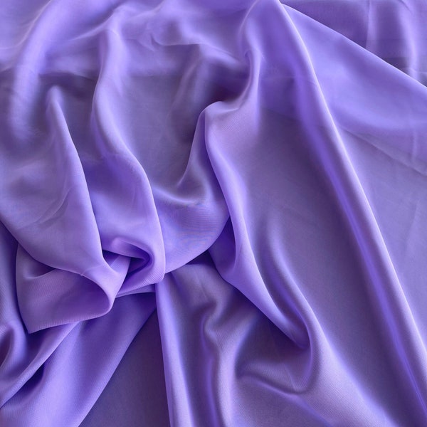 Lavender Chiffon, Violet Sheer Fabric by Yard, See through Fabric Lightweight Soft Purple Fabric for Apparel, Lilac Chiffon for Scarf, Bow