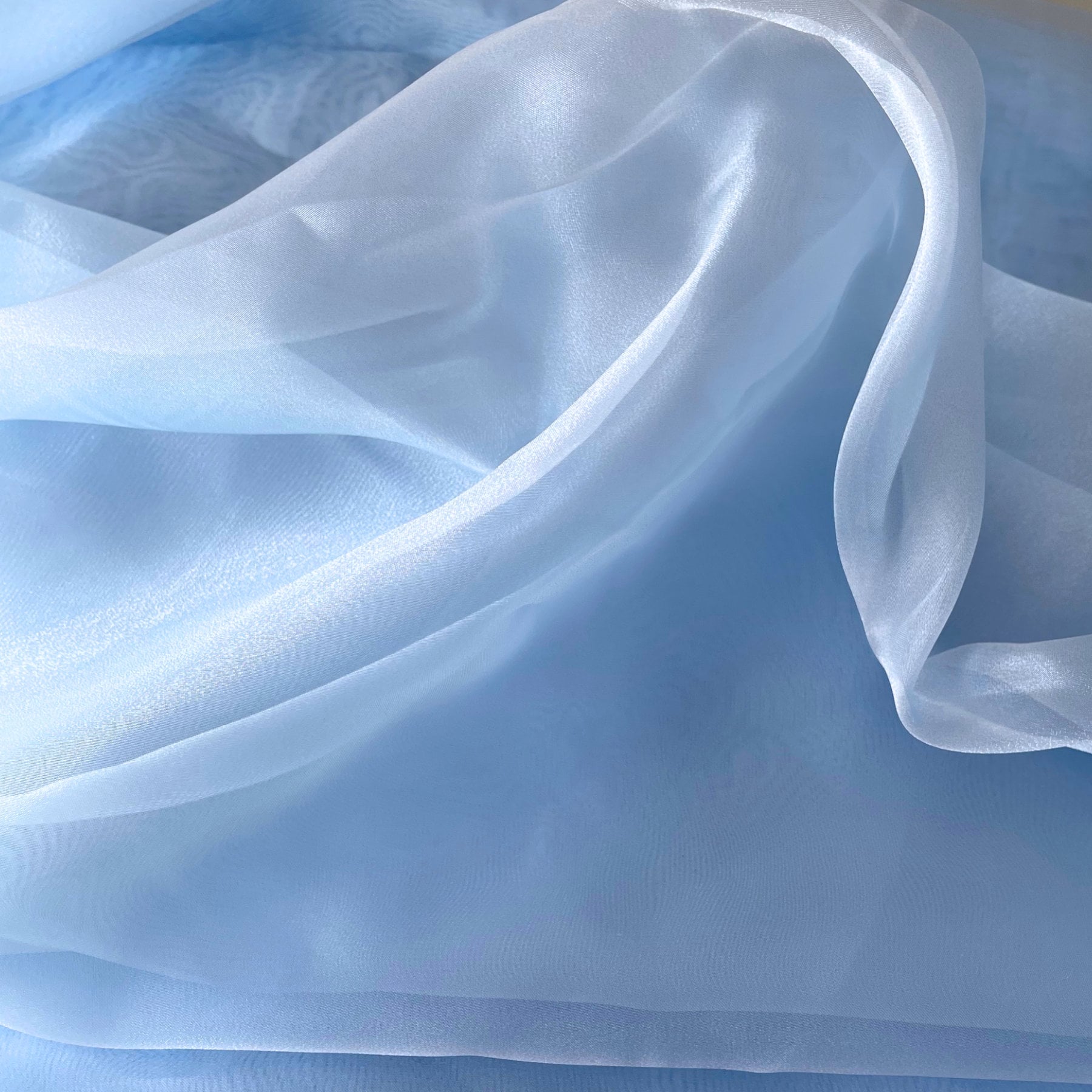 Baby Blue Crystal Organza Fabric by the Yard, Light Blue Sheer Organza ...