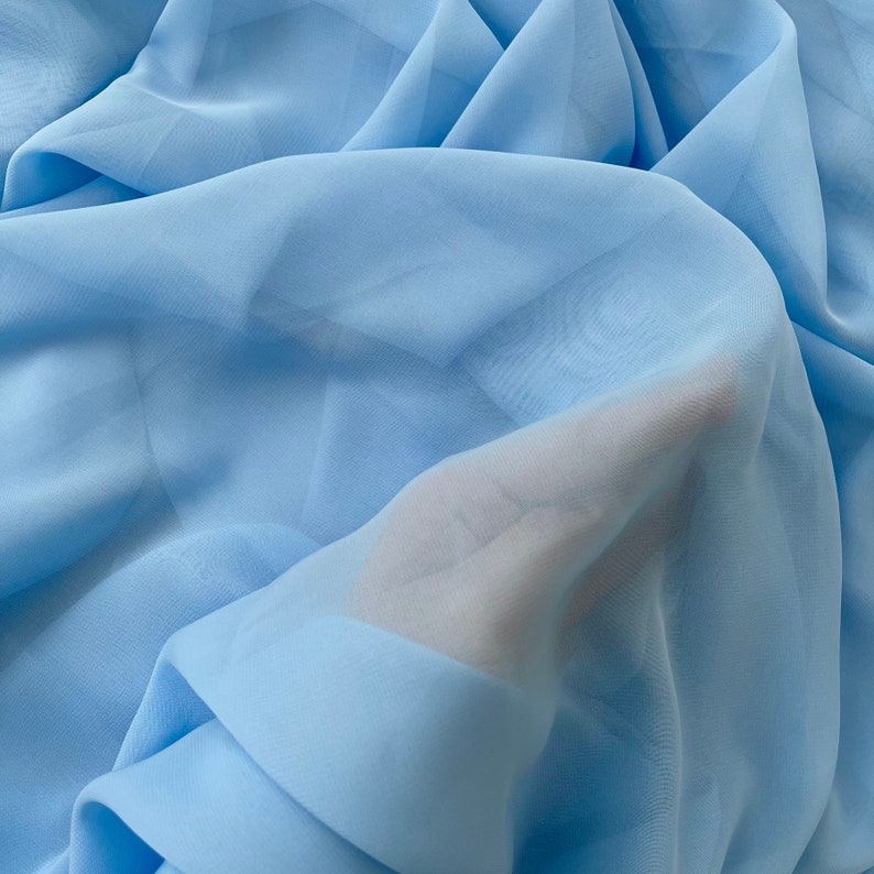 Light Blue Chiffon See Through Fabric Baby Blue Chiffon - Etsy