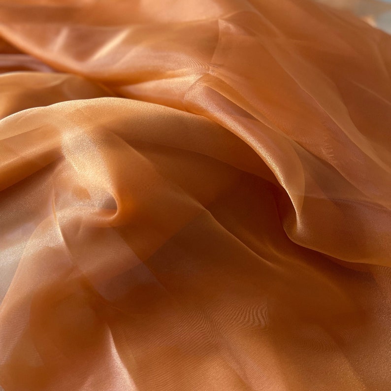 Orange Crystal Organza by the Yard, Sheer Orange Fabric, See through Burnt Orange Fabric for Dress, Fabric for Curtains, Table runner image 5