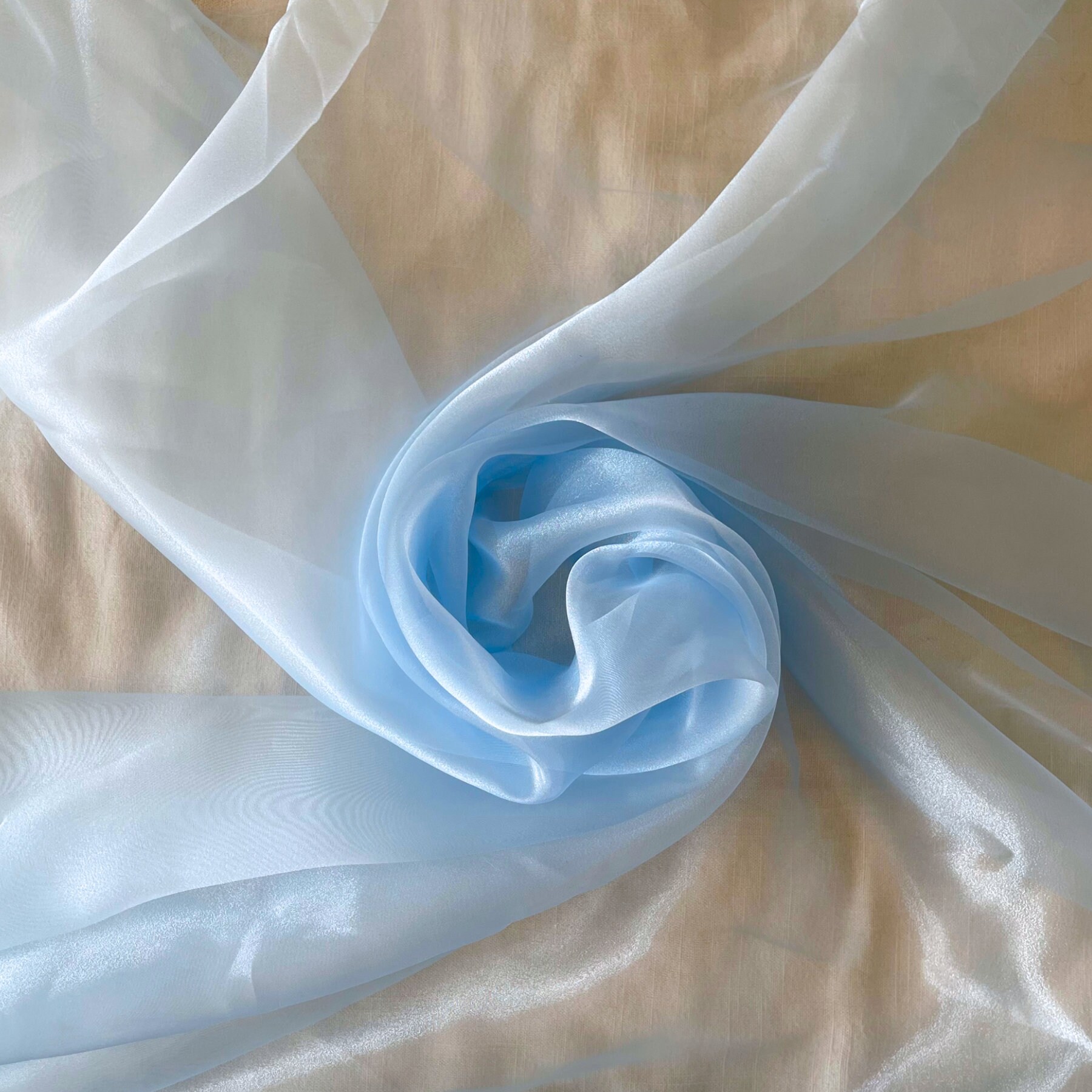 Baby Blue Crystal Organza Fabric by the Yard, Light Blue Sheer Organza ...