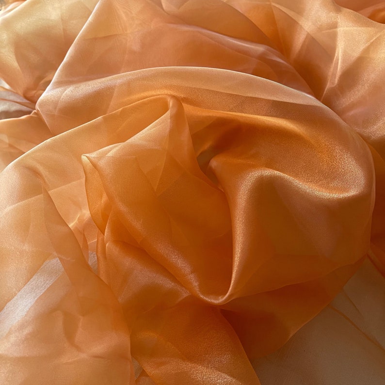 Orange Crystal Organza by the Yard, Sheer Orange Fabric, See through Burnt Orange Fabric for Dress, Fabric for Curtains, Table runner image 2