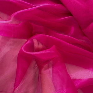 Fuchsia Crystal Organza Fabric by the yard, Hot Pink Sheer Organza Fabric for Bridal, Fuchsia Fabric for Crafts and Decoration image 6