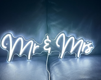 Mr & Mrs Neon Sign, Perfect for Wedding Event Decor and Wedding Photo Backdrop - Bachelorette and Wedding Shower Parties
