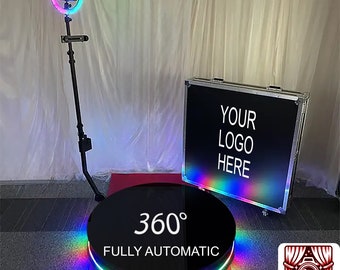 Cabina de fotos 360, base metálica premium para eventos corporativos, fiestas, bodas, estuche de vuelo gratuito