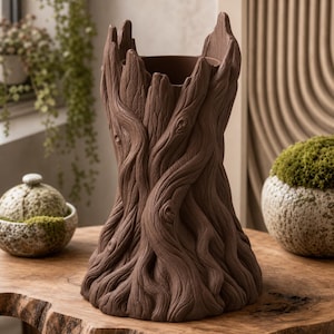 Grand Cedar Root Spire Vase 3MF Digital Download, 3D Printable Decor Model, Personal Use File